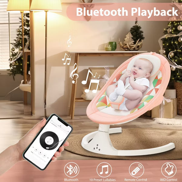TUMAJUP Baby Swing for Infants with Bluetooth-Pink