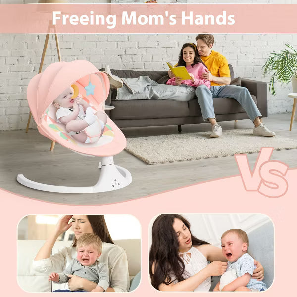 TUMAJUP Baby Swing for Infants with Bluetooth-Pink
