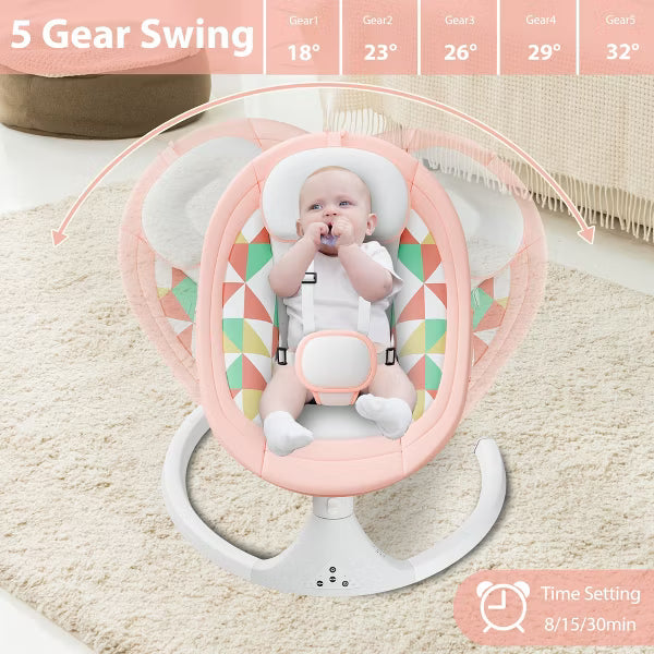 TUMAJUP Baby Swing for Infants with Bluetooth-Pink