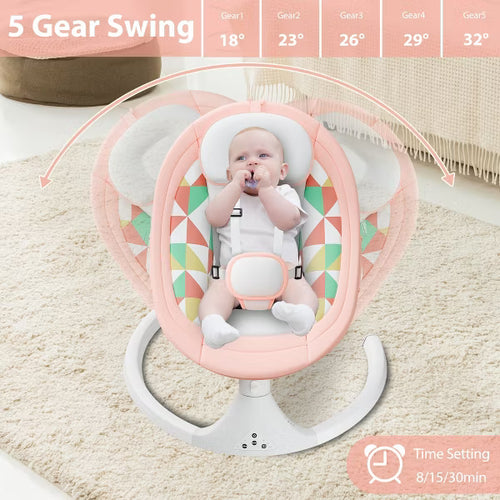 TUMAJUP Baby Swing for Infants with Bluetooth-Pink